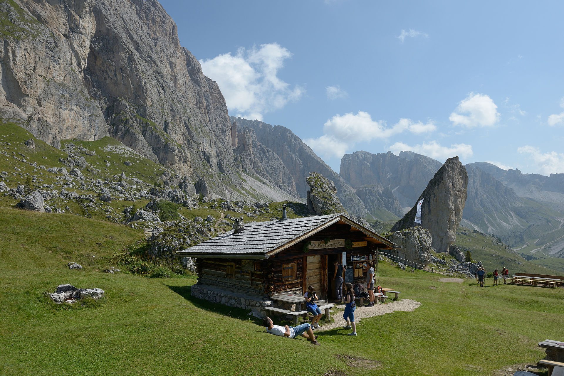 Pieralongia hut on the Cisles alpine meadow